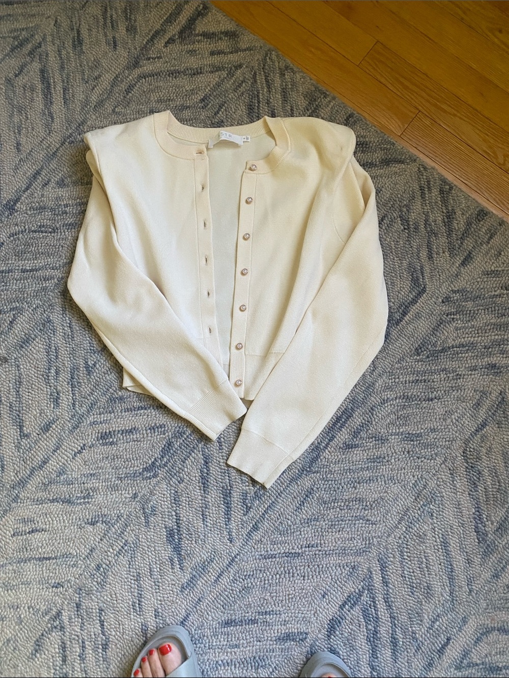 Astr Cream Knit Cardigan with Pearl Button Detail